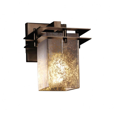 Fusion Metropolis 1 Light Mror Glass Square Wall Sconce by Justice Design - FSN-8171-15-MROR