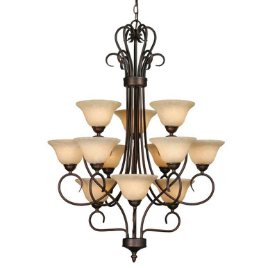 Multi-Family 12 Light Large 3 Tier Chandelier by Golden - 7623 RBZ-TEA