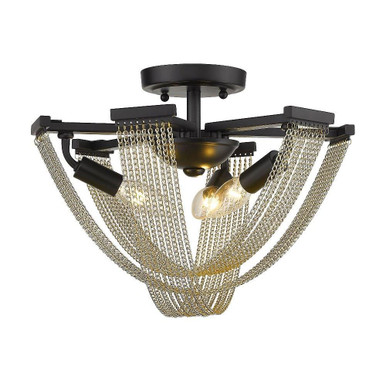 Samba 3 Light Inch Wide Semi Flush Mount by Golden - 1896-3SF