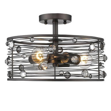 Bijoux 3 Light 13.88 Inch Wide Semi Flush Mount by Golden - 1998-SF EBB