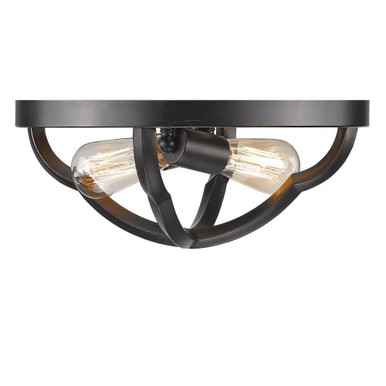 Saxon 2 Light 14 Inch Wide Flush Mount by Golden - 5926-FM