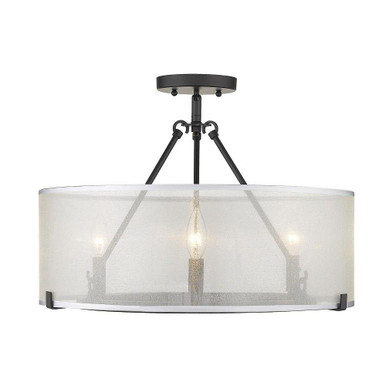 Alyssa 3 Light 20.38 Inch Wide Semi Flush Mount by Golden - 5019-3SF-S BLK
