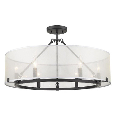 Alyssa 6 Light 25.88 Inch Wide Short Rod Semi Flush Mount by Golden - 5019-6SF-S BLK