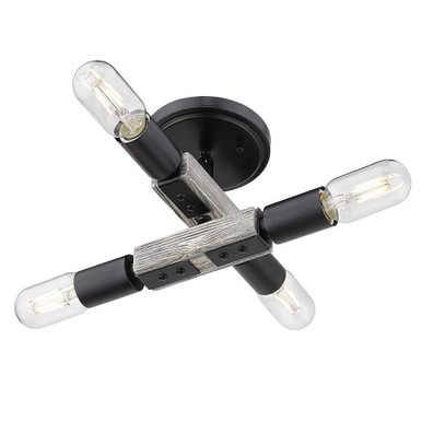 Lowell 4 Light 10.75 Inch Wide Flush Mount by Golden - 7808-FM BLK