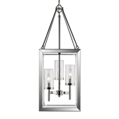 Smyth 3 Light Pendant 32 Inch Tall by Golden - 2074-3P CH-CLR