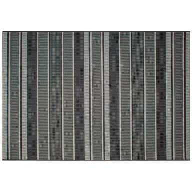 Soho Textured Stripe Black Outdoor Rug 63 x 88 Inches by Treasure Garden - RG-118-690