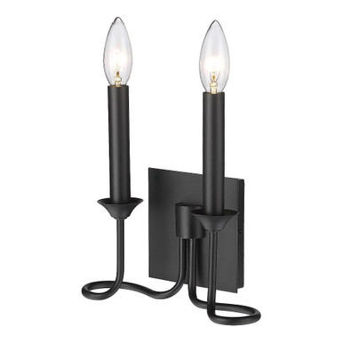 Karson 2 Light Candle Style Wall Sconce by Golden - 3512-WSC BLK