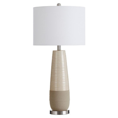 Evian 1 Light Slightly Tapered Two Tone Round Ceramic Lamp by Stylecraft - L330785DS