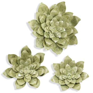 Growing In Green Metal Sculpture Wall Art (Set of 3) by Stylecraft - WI432846DS