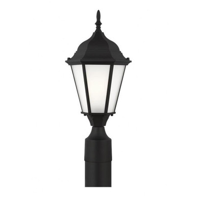 1 Light LED Traditional Aluminum Outdoor Post Lantern with Satin Etched Glass-17.88 Inches H by 7.88 Inches W - 73-BEL-4169577