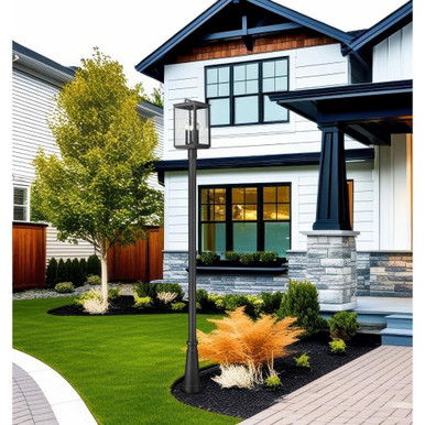 Hartwell 4 Light Rectangular Outdoor Post Mount 116.75 Inch Tall by Z Lite - 5019PHBR-5011P-BK
