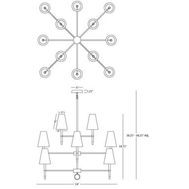 Jonathan Adler Ventana 12 Light Oversized Chandelier by Robert Abbey - 674