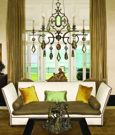Encased Gems 6 Light Oversized Oval Chandelier by Fine Art 726040
