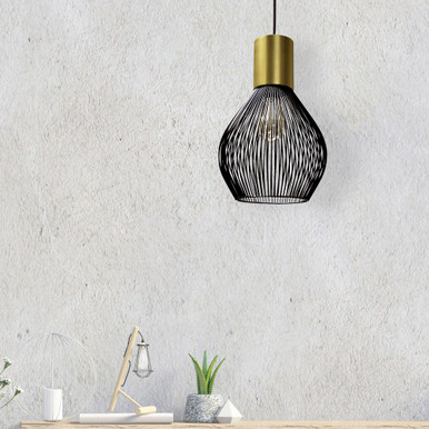 1 Light Pendant With Wire Metal Shade - 565-101p-vb