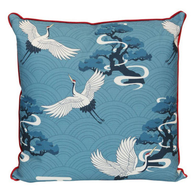 Chinoiserie Azure Crane Wave Pillow 22 Inch and 22 Inch Wide by Stylecraft - DFS10260DS