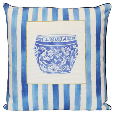 Porcelain Stripe Heritage Pillow 24 Inch Tall X 24 Inch Wide by Stylecraft - TDS10377