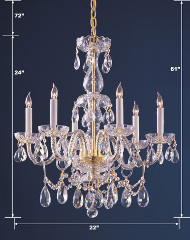 Crystal - 6 Light Chandelier In Classic Style - 26 Inches Wide By 24 Inches High - 1126-pb-cl-mwp