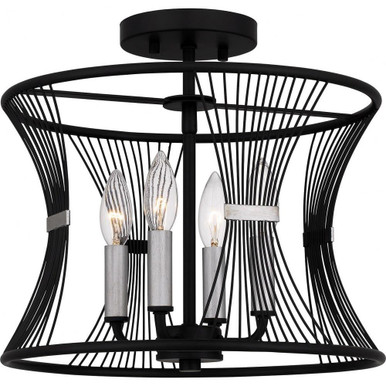 Leiland 4 Light 14 Inch Wide Semi Flush Mount by Quoizel - LEI1714MBK