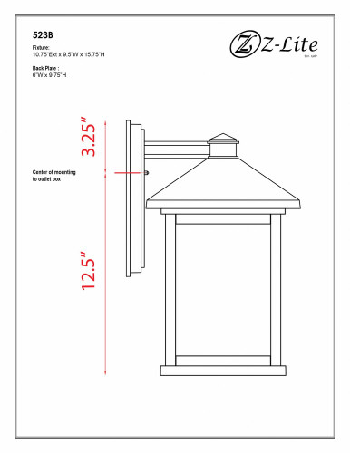 Mesa 1 Light Outdoor Wall Lantern 15.75 Inch Tall by Z Lite - 523B