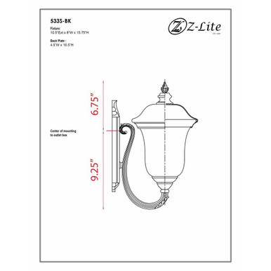 Armstrong One Light Outdoor Wall Mount 8 x 15.75 Inch by Z Lite - 533S-BK