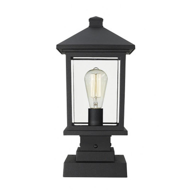 Portland 1 Light Outdoor Square Pier Mount Lantern 8 x 17 Inches by Z-Lite - 531PHMS-SQPM-BK