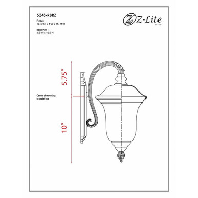 Armstrong 1 Light Outdoor Wall Mount 8 x 15.75 Inch by Z Lite - 534S-RBRZ