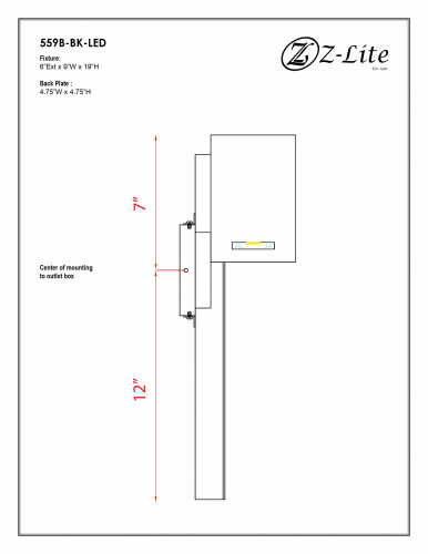 Amador 14W 1 LED Outdoor Wall Mount 9 x 19 Inches by Z-Lite - 559B-LED