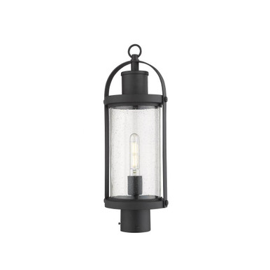 Roundhouse 1 Light Outdoor Post Mount Lantern 7.5 x 20.5 Inches by Z-Lite - 569PHM-BK