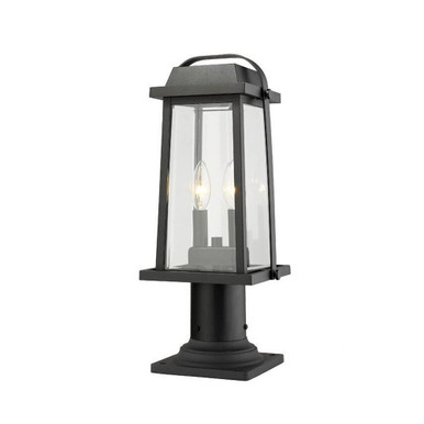 Millworks 2 Light Outdoor Pier Mount Light 18.75 x 7.75 In by Z-Lite - 574PHMR-533PM-BK