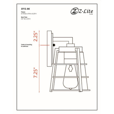 Helix 1 Light Outdoor Wall Lantern 9.25 Inch Tall by Z Lite - 591S-BK