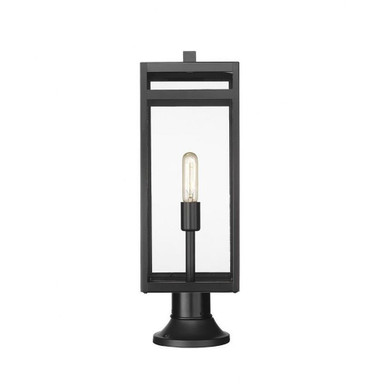 Nuri 1 Light Outdoor Pier Mount 23.5 x 7.5 Inches by Z-Lite - 596PHBR-553PM-BK