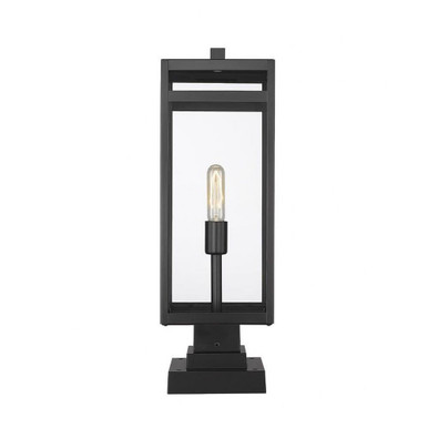 Nuri 1 Light Outdoor Pier Moun 23.5 x 7.5 Inch by Z-Lite - 596PHBS-SQPM-BK