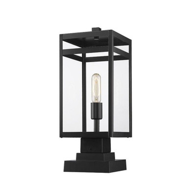 Nuri 1 Light Outdoor Pier Mount In Outdoor Style 20 x 7.5 Inches by Z-Lite - 596PHMS-SQPM-BK