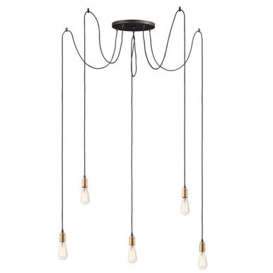 Early Electric 5 Light Medium Pendant by Maxim - 12125BKAB