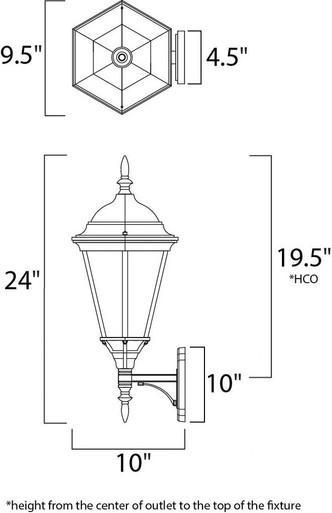 Westlake 9W 1 LED Light Outdoor Wall Lantern 24 Inch Tall by Maxim - 65103