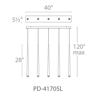 Cascade 5 LED Light Cluster Linear Chandelier by Modern Forms PD-41705L