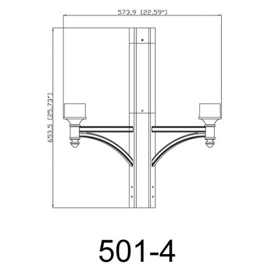 Accessory 4 Light Outdoor Post with Hardware 25.75 x 22.75 Inches by Z-Lite - 501-4BK