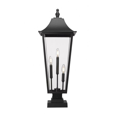 Gannon 3 Light Outdoor Pier Mount 32.5 x 12 Inches by Z-Lite - 5008PHXLS-SQPM-BK