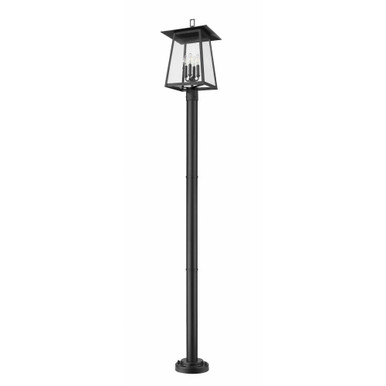 Rainer 4 Light Outdoor Post Mount 98 x 13.5 Inch by Z-Lite - 5015PHBR-5012P-BK