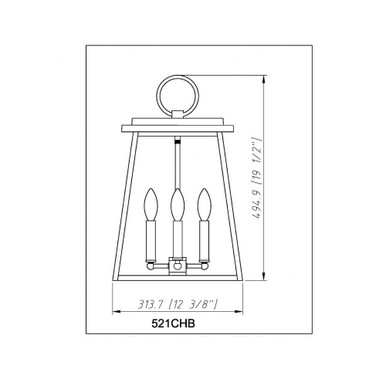 Broughton 4 Light Medium Outdoor Pendant 19.5 Inch Tall by Z-Lite - 521CHB-BK