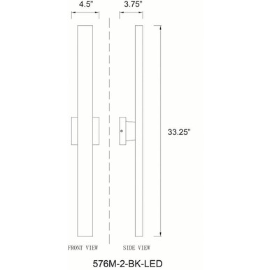 Edge 36W 2 LED Wall Lantern by Z Lite - 576M-2-BK-LED