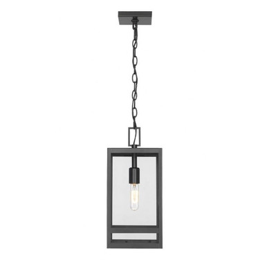 Nuri 1 Light Small Outdoor Pendant 16 Inch Tall by Z-Lite - 596CHM-BK