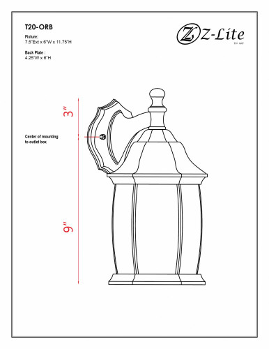 Waterdown 1 Light Outdoor Wall Lantern by Z Lite - T20-OR
