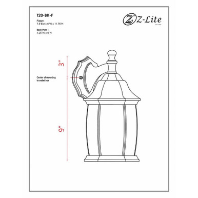 Waterdown One Light Outdoor Wall Fixture by Z Lite - T20-BK-F