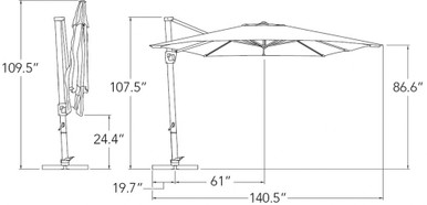 Bali Pro 10 Foot Crank Lift Square Cantilever Umbrella by Simply Shade - SSAD45SL