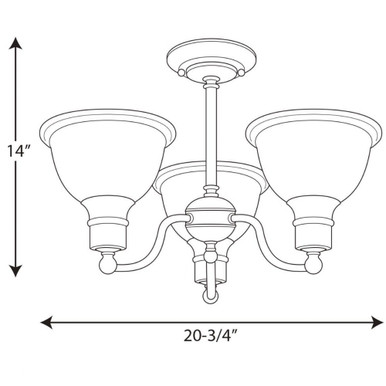 Madison 3 Light 20.75 Inch Wide Semi Flush Mount by Progress - P3663