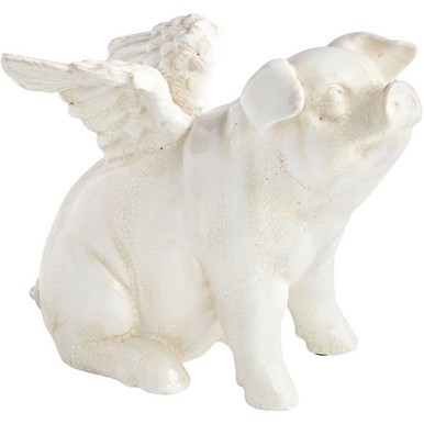Oink Angel 8.75 Inch sitting sculpture by Cyan - 09651