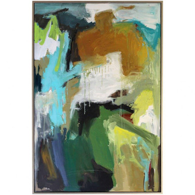 Moss 74 Inch Hand Painted Abstract Framed Canvas Art by Harp and Finial - HFW33492DS