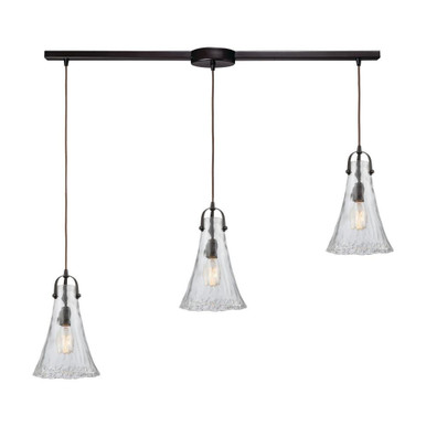 Hand Formed Glass 3 Light Linear Modern Pendant 38 Inch Tall by ELK Home - 10555/3L