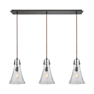 Hand Formed Glass 3 Light Linear Modern Pendant 36 Inch Tall by ELK Home - 10555/3LP